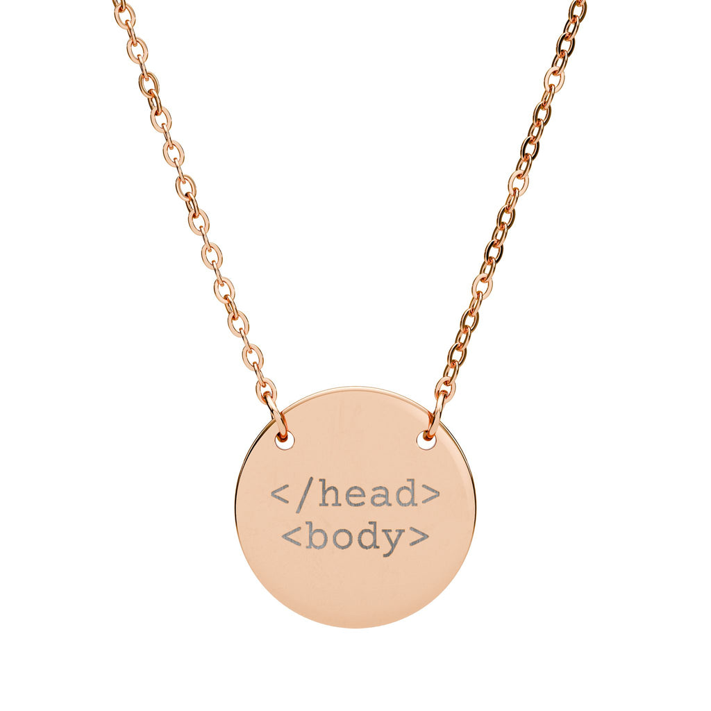 Coder HTML Pendant - Engraved Circle Necklace