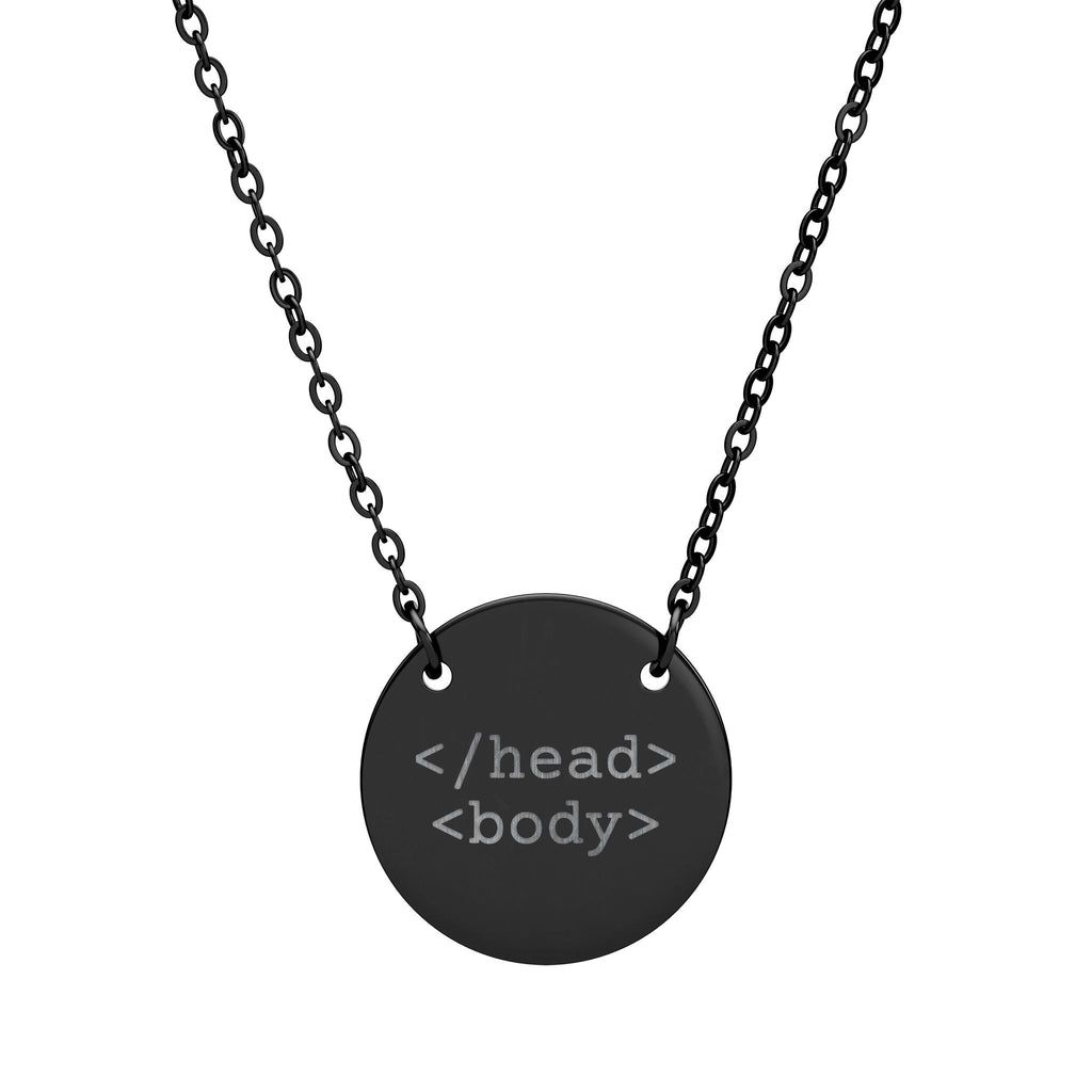 Coder HTML Pendant - Engraved Circle Necklace