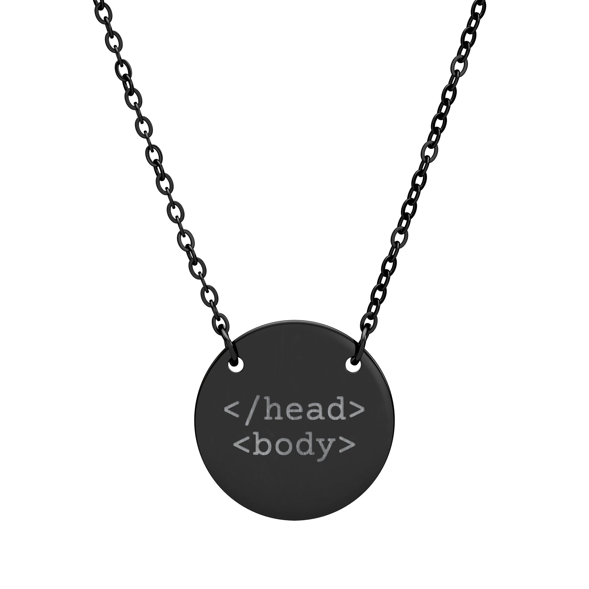 Coder HTML Pendant - Engraved Circle Necklace
