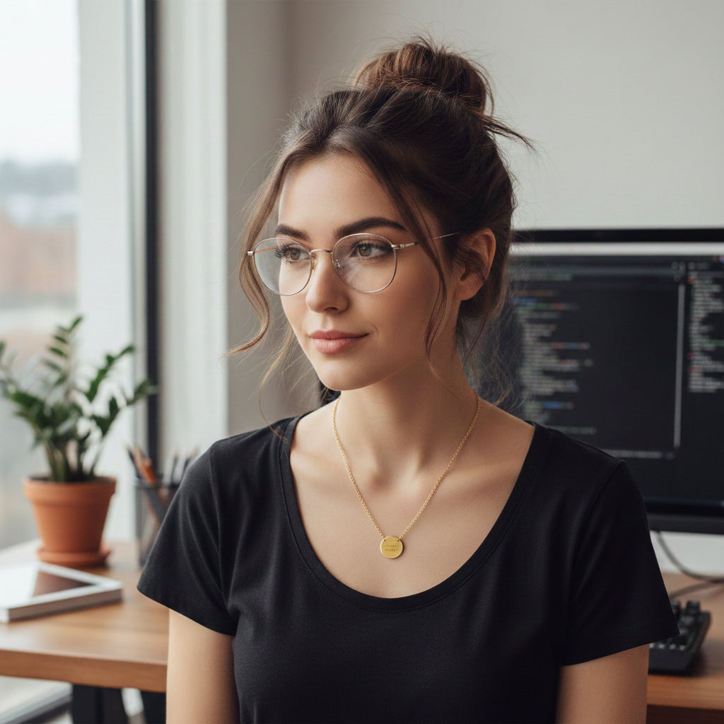 Coder HTML Pendant - Engraved Circle Necklace