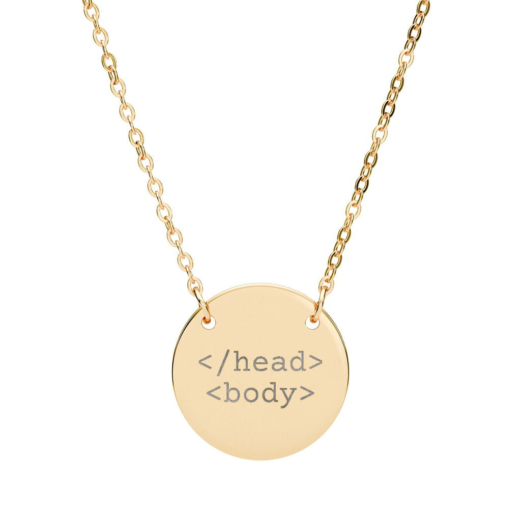 Coder HTML Pendant - Engraved Circle Necklace