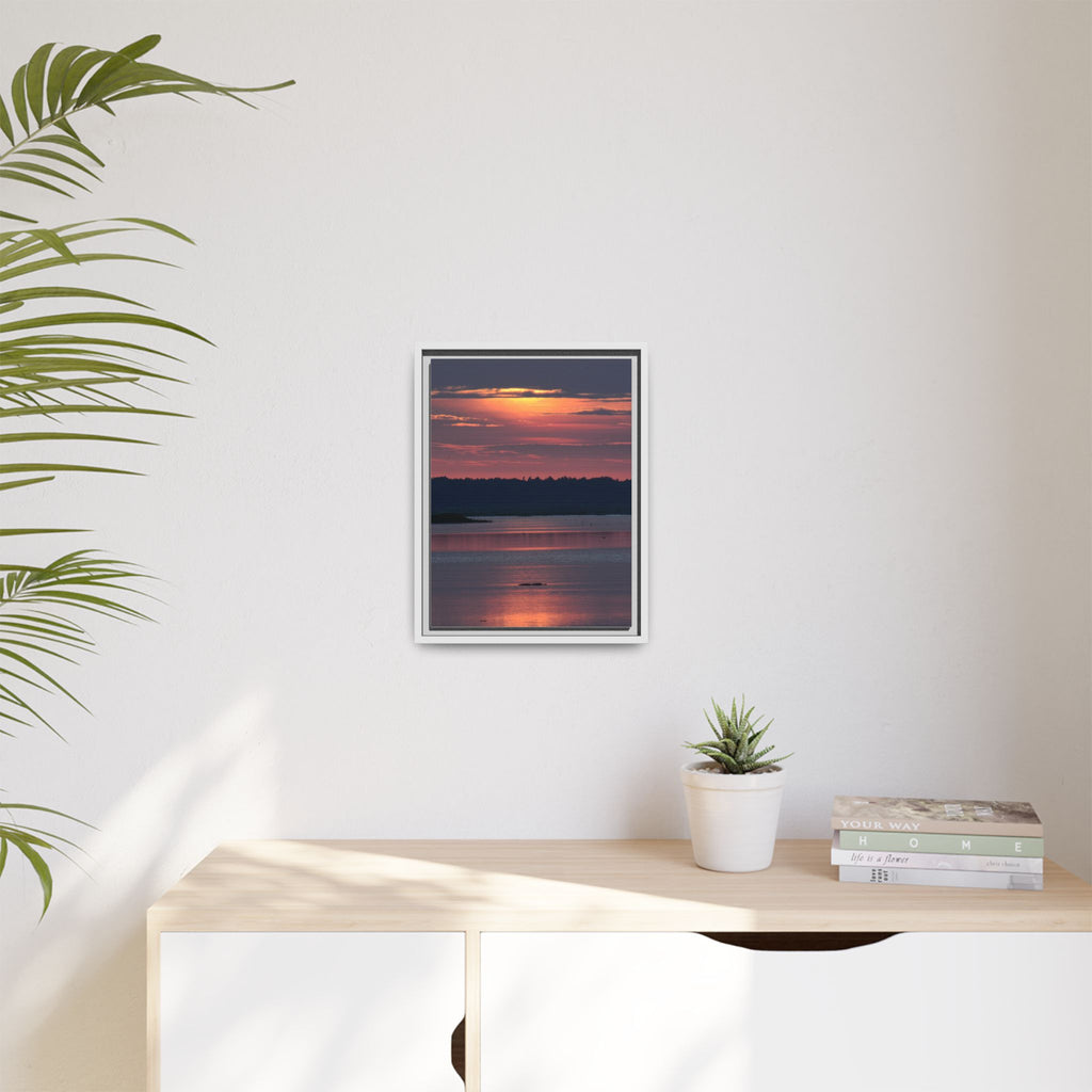 Framed Matte Canvas Sunrise Alligator Florida Wetlands