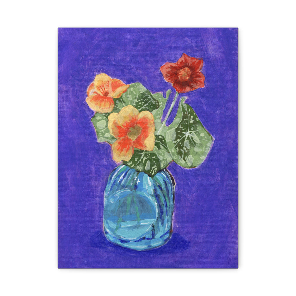 Nasturtium Floral Canvas Wall Art — Matte Stretched 1.25"