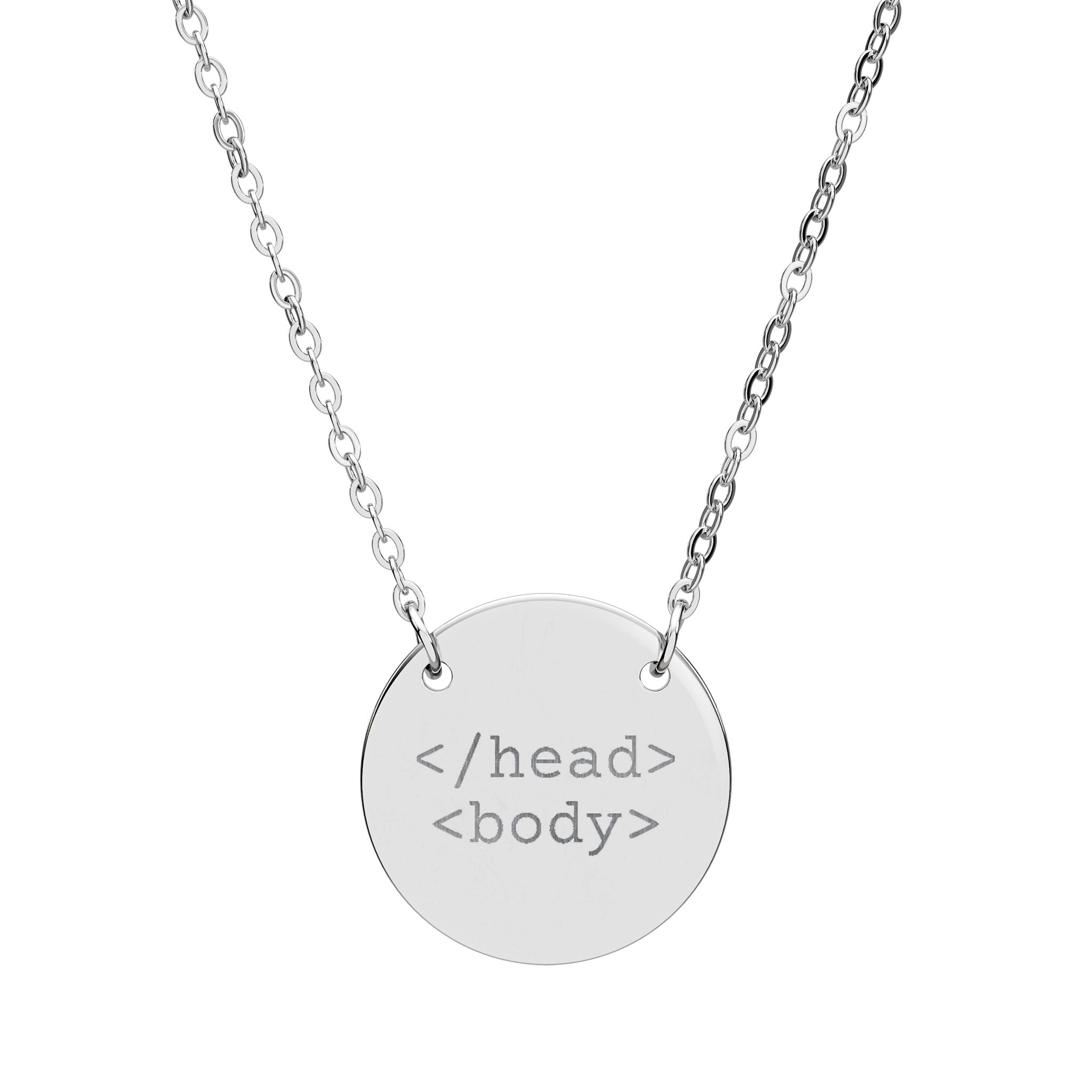 Coder HTML Pendant - Engraved Circle Necklace