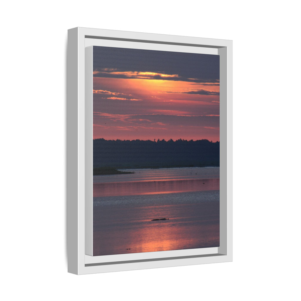 Framed Matte Canvas Sunrise Alligator Florida Wetlands